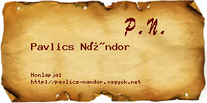Pavlics Nándor névjegykártya